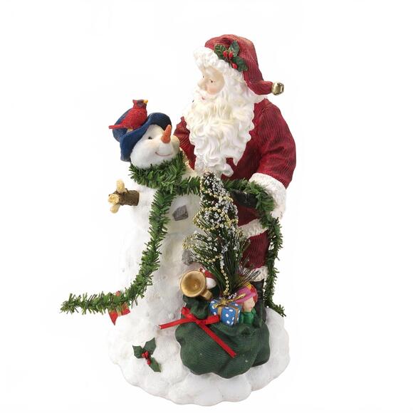 Vintage JCPenney Holiday Santa Musical Statue with Snowman 11" - Picture 1 of 7
